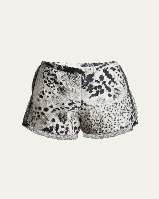 Pinky Lace-Trim Crinkle Shorts